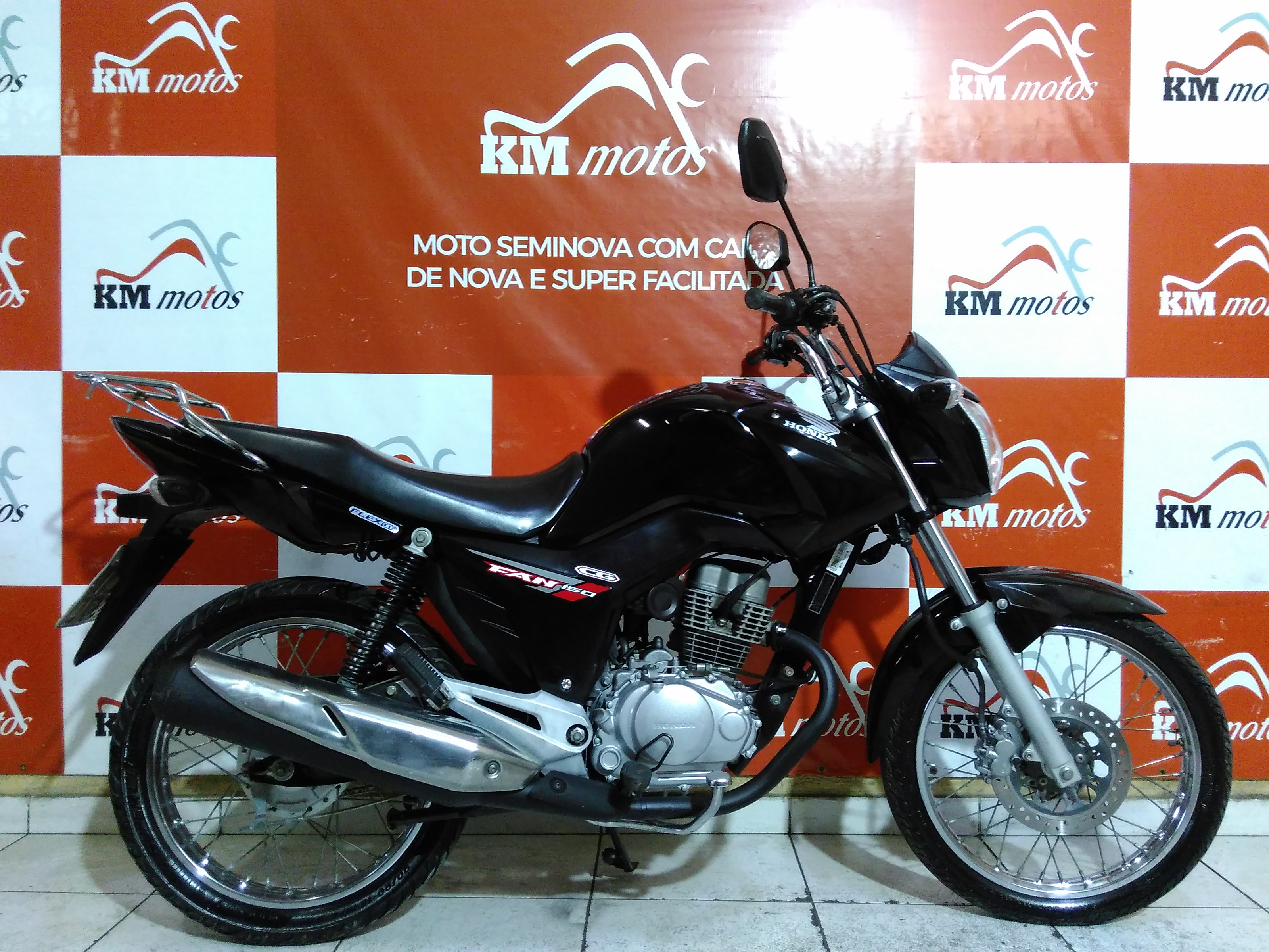 Honda Fan 150 ESDI Preta 2015 KM Motos Sua Loja de Motos Semi Novas
