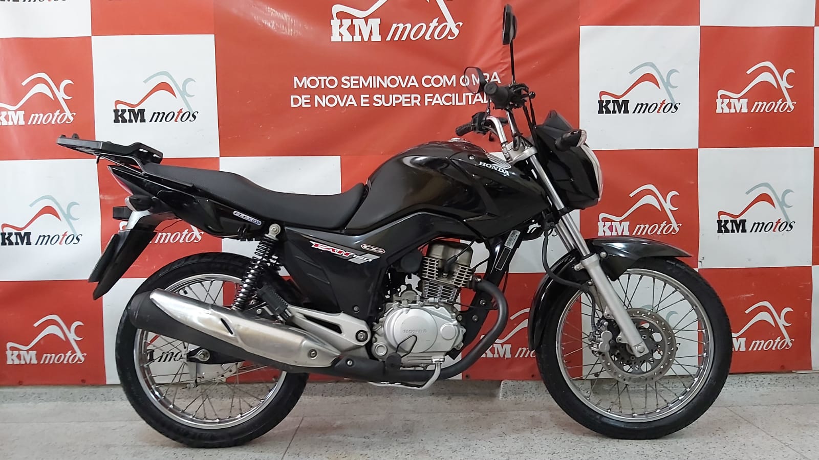 Honda CG 150 Fan ESDI 2015 Preta KM Motos Sua Loja de Motos Semi Novas