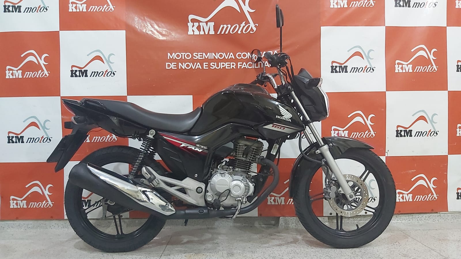 Honda CG 160 Fan ESDI 2017 Preta | KM Motos | Sua Loja de Motos Seminovas